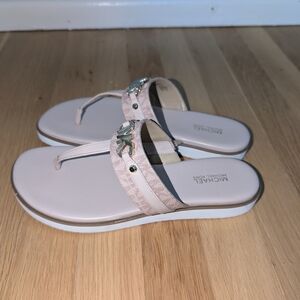 Michael Kors Light Pink Sandals with Metallic Logo